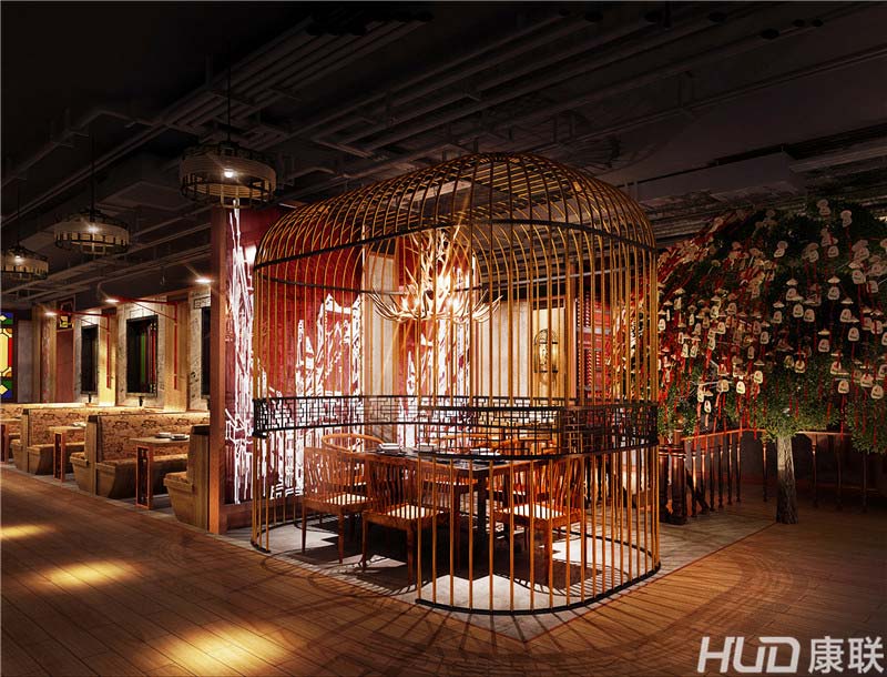 虾皇蒸霸餐厅设计-二楼鸟笼效果图